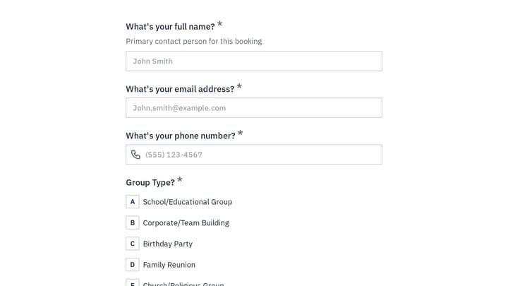 Group Booking Request preview
