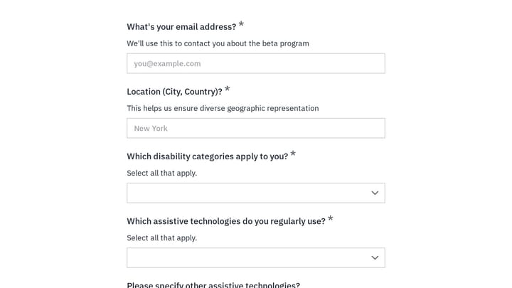 Beta Accessibility Testing Program Application preview