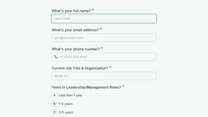 Leadership Presence Coaching Intake preview