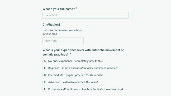 Workshop Information Request preview
