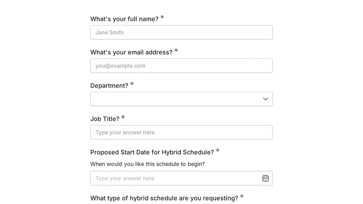 Hybrid Schedule Coordination Form preview