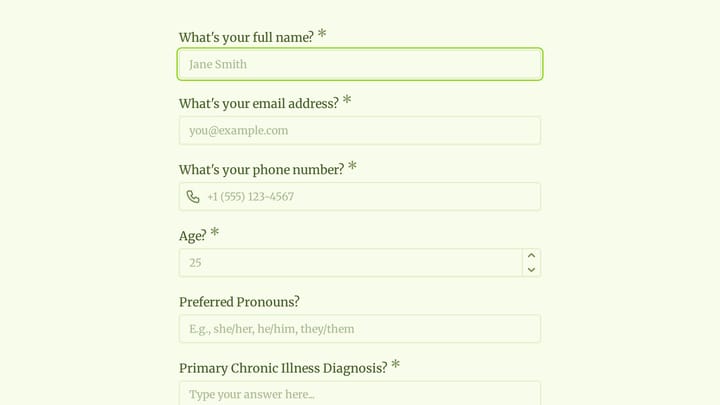 Wellness Coaching Intake Form preview