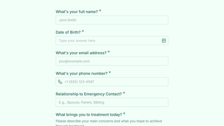Bipolar Disorder Intake Form preview