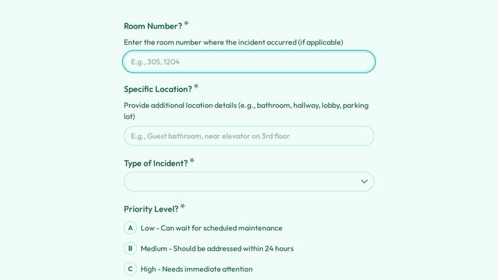 Hotel Damage and Incident Report Form preview