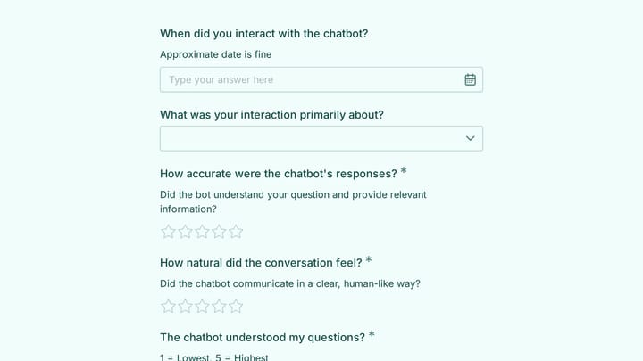 AI Chatbot User Satisfaction Survey preview