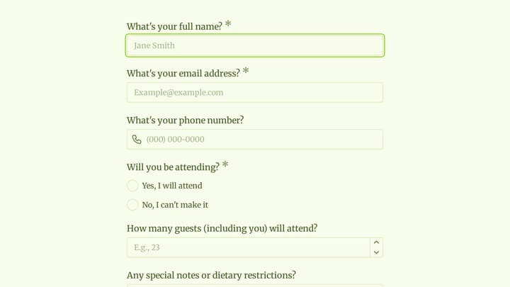 1st Birthday RSVP Form preview