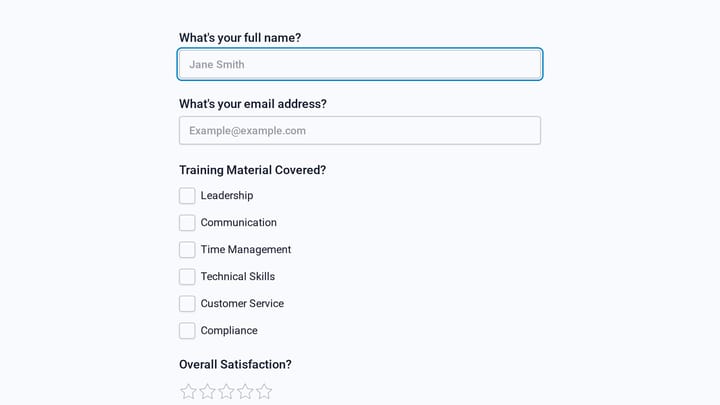 Corporate Training Material Feedback Questionnaire Form preview