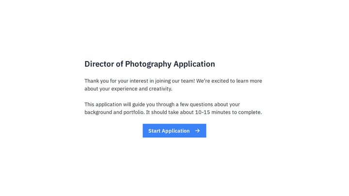 Director of Photography Job Application Form preview