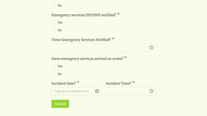 Hyperbaric Oxygen Therapy Center Evacuation Form preview