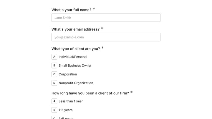 Client Experience Survey preview