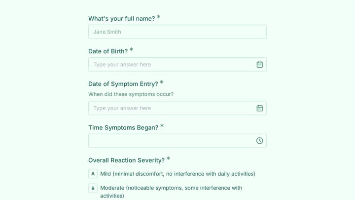Allergy & Immunology Symptom Diary preview