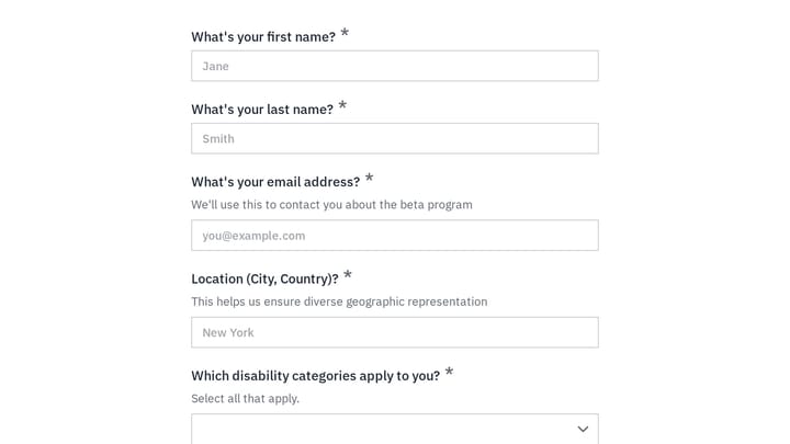 Beta Accessibility Testing Program Application preview