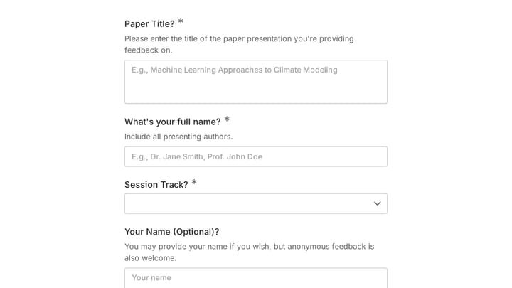 Conference Paper Presentation Feedback preview