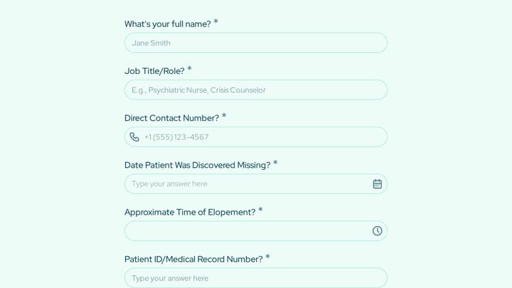 Patient Elopement Report preview