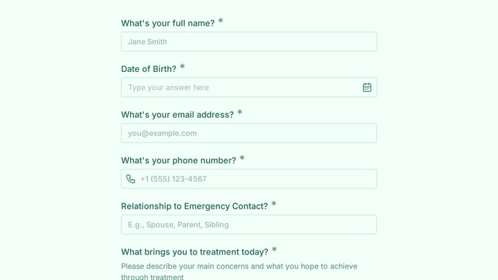 Bipolar Disorder Intake Form preview