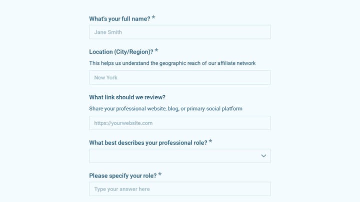 Demand Avoidance Support Affiliate Application preview