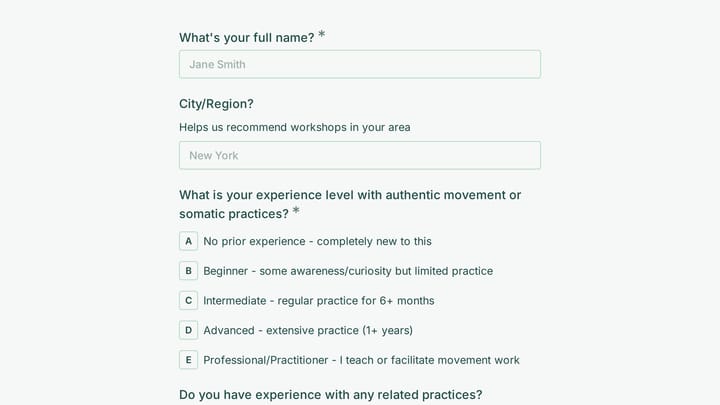 Workshop Information Request preview