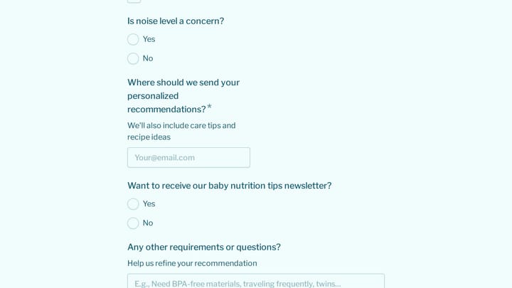 Baby Food Maker Selector Quiz preview
