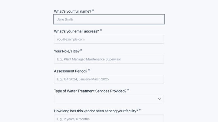Industrial Water Treatment Vendor Assessment preview