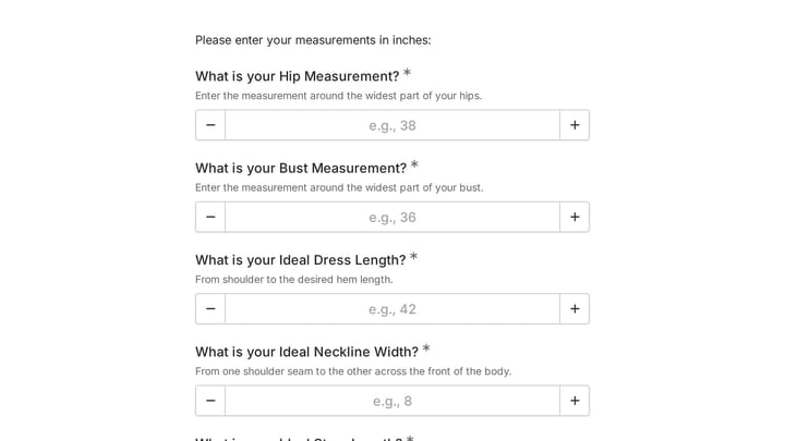 Body Measurement Form preview