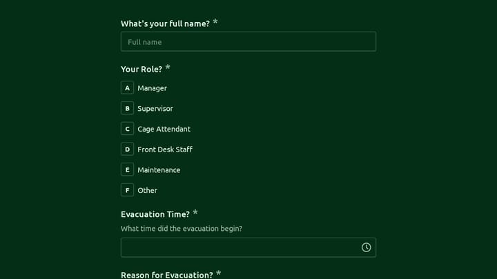 Batting Cage Facility Evacuation Check-In preview