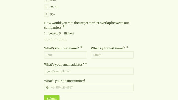 Partner Program Application preview