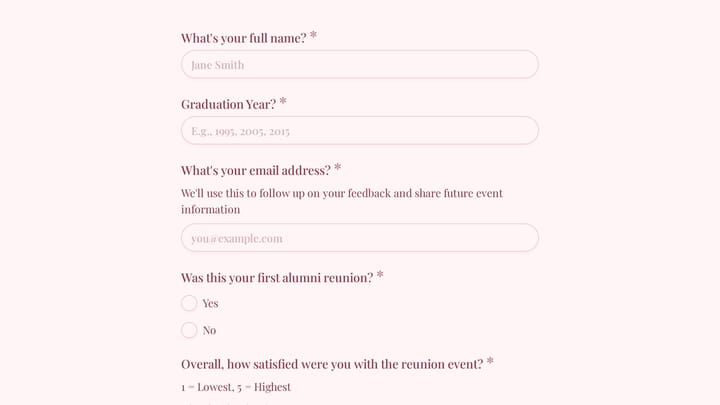 Alumni Reunion Feedback preview