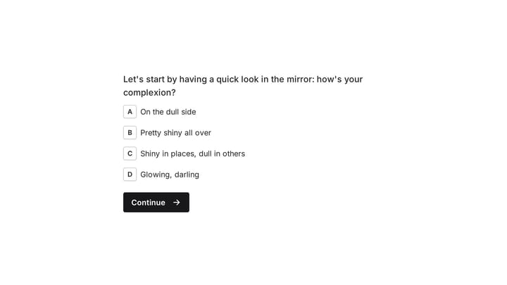 Skincare product recommendation quiz preview