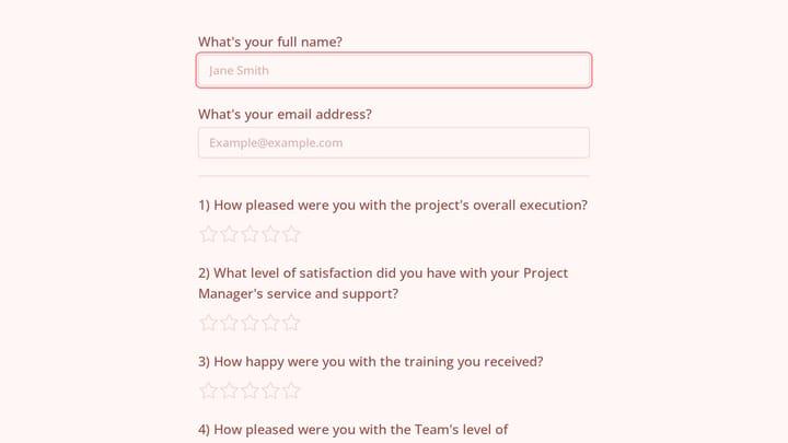 Project Satisfaction Survey Form preview