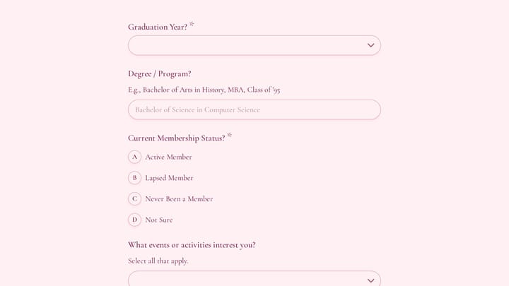 Alumni Association Contact Form preview