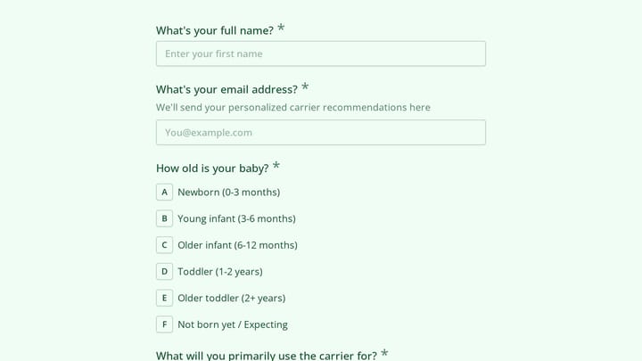 Baby Carrier Recommendation Quiz preview
