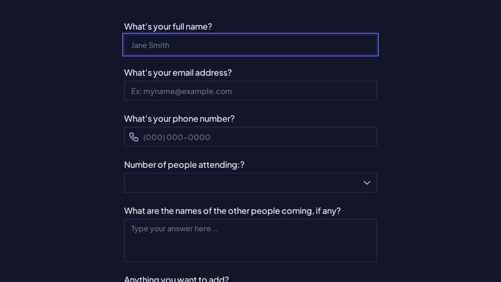 Event RSVP Form preview