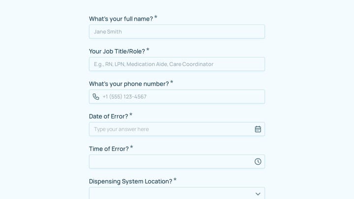 Medication Dispensing System Error Report preview