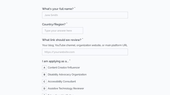Adaptive Technology Affiliate Application preview