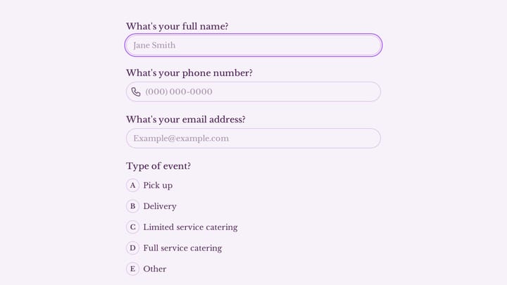 Catering Request Form preview