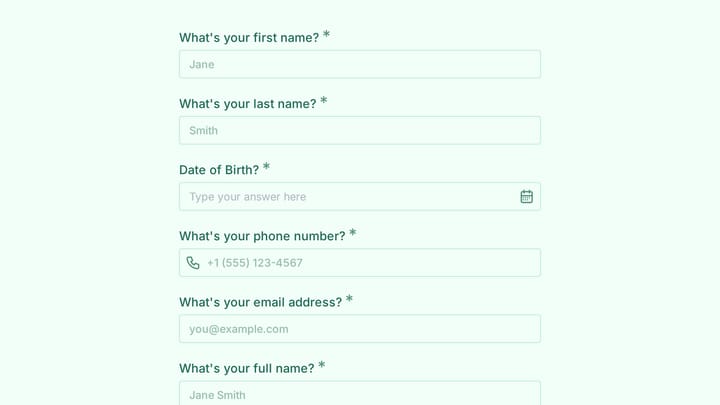 Emergency Contact & Health Information Form preview