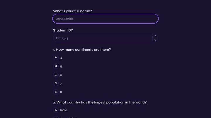 Geography Quiz Form preview