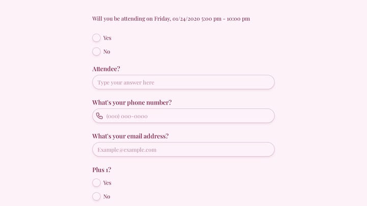 Potluck Invitation Form preview