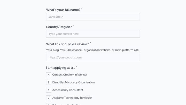 Adaptive Technology Affiliate Application preview