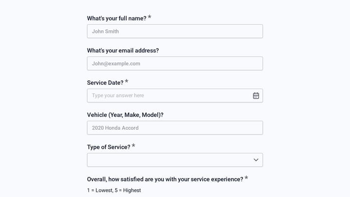 Auto Repair Shop Customer Service Survey preview