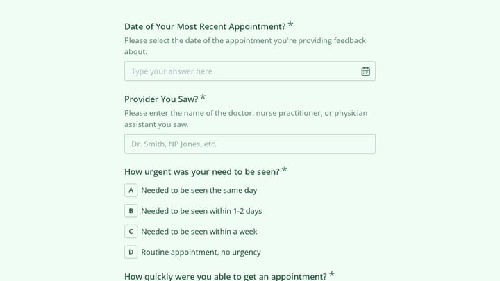 Advanced Access Scheduling Patient Survey preview