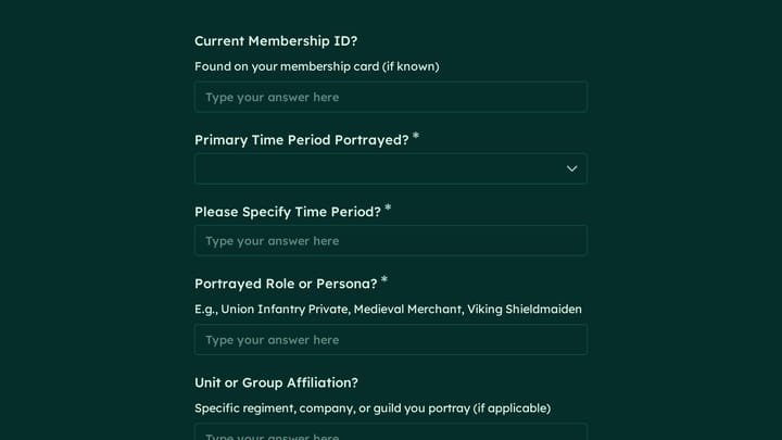 Historical Reenactment Group Membership Renewal preview
