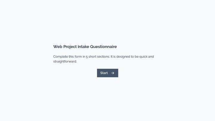 Web Project Intake Questionnaire preview