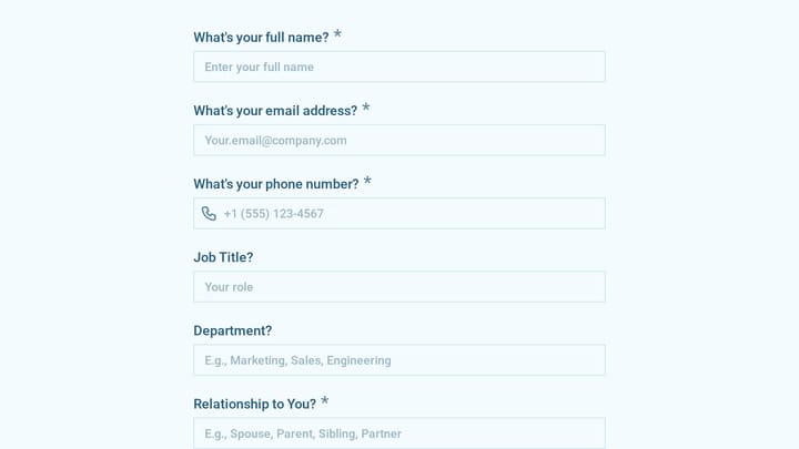 Corporate Event Emergency Contact Form preview