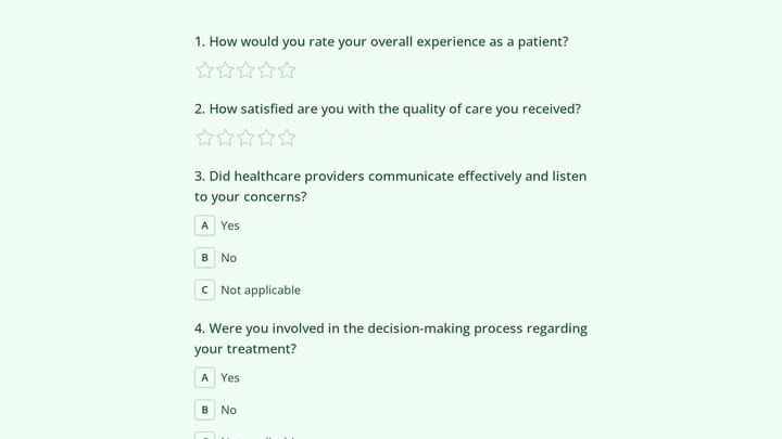 Patient Engagement Survey Form preview