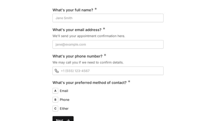 Hairdressers Appointment Request Form preview
