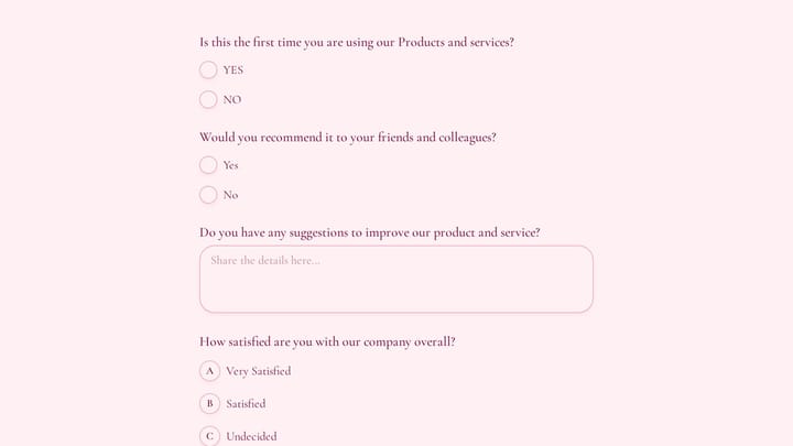 Customer Feedback Survey Form preview