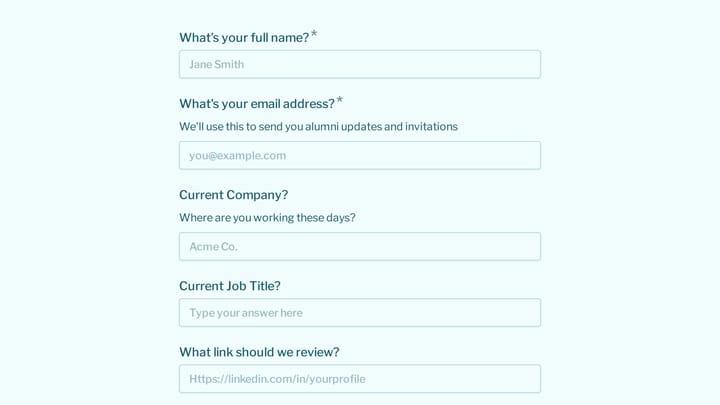 Beta Alumni Network Registration preview