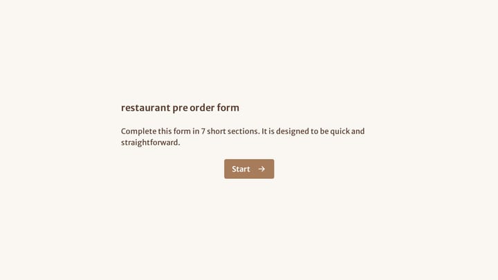 restaurant pre order form preview