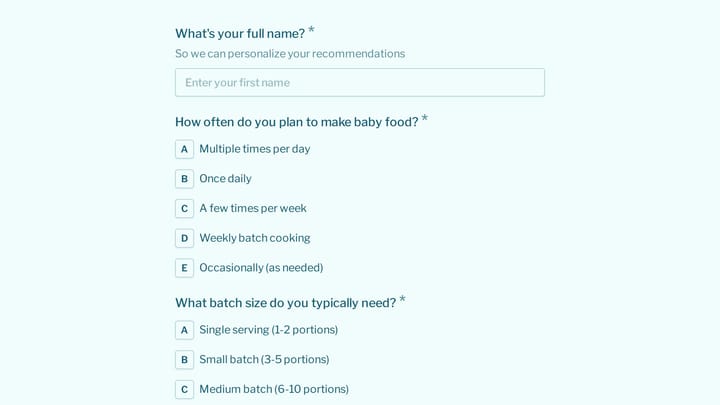Baby Food Maker Selector Quiz preview